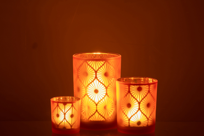 Suport lumanari, Sticla, Multicolor, 12x12x18 [7]