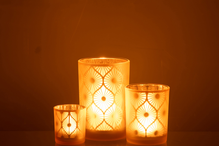 Suport lumanari, Sticla, Multicolor, 12x12x18 [7]