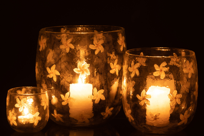 Suport lumanari, Sticla, Multicolor, 19x19x20 [7]