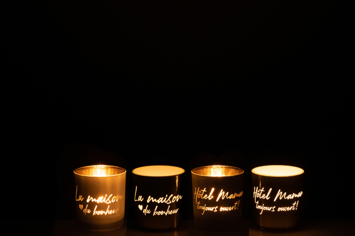 Suport lumanari, Sticla, Multicolor, 7x7x8 [3]