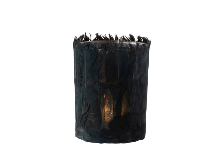 Suport lumanari, Sticla, Negru, 10x10x13 [2]