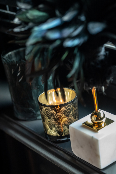 Suport lumanari, Sticla, Negru, 10x10x13 [9]