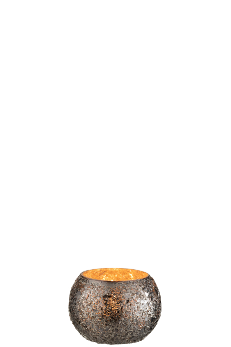 Suport lumanari, Sticla, Negru, 10x10x7 [2]