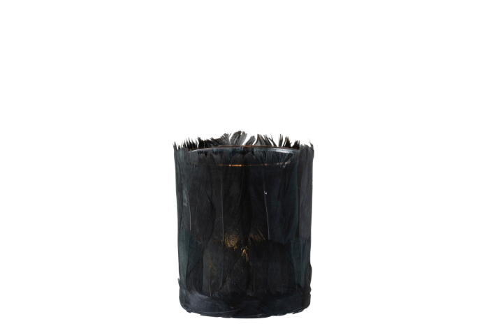 Suport lumanari, Sticla, Negru, 7.5x7.5x10 [2]