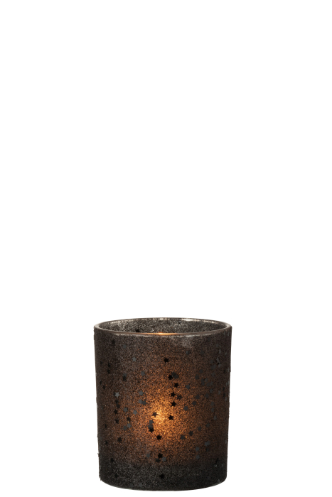 Suport lumanari, Sticla, Negru, 9x9x10 [2]