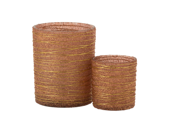 Suport lumanari, Sticla, Portocaliu, 10x10x12 [4]