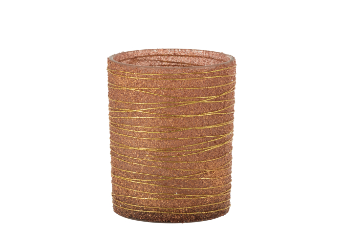 Suport lumanari, Sticla, Portocaliu, 10x10x12 [1]