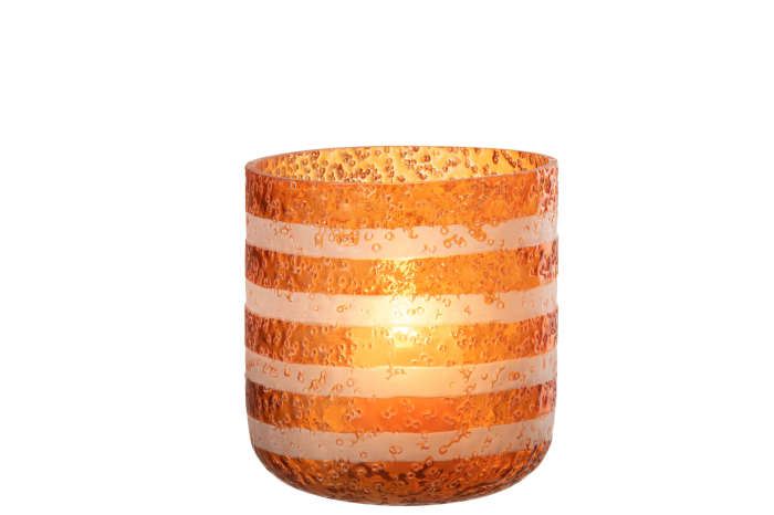 Suport lumanari, Sticla, Portocaliu, 14x14x15 [3]