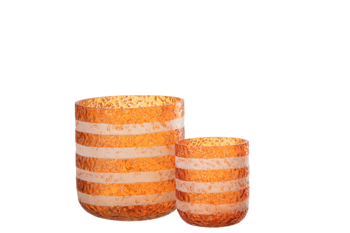 Suport lumanari, Sticla, Portocaliu, 14x14x15 [5]
