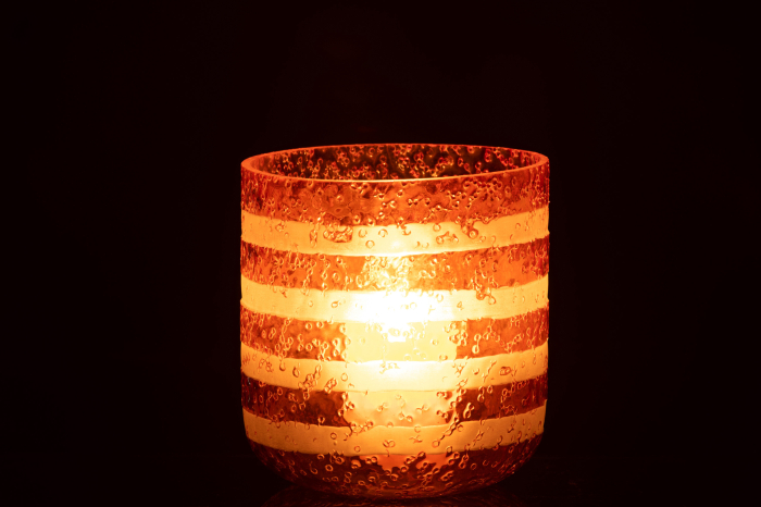 Suport lumanari, Sticla, Portocaliu, 14x14x15 [4]