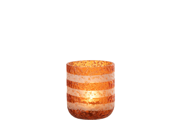 Suport lumanari, Sticla, Portocaliu, 9x9x10 [3]