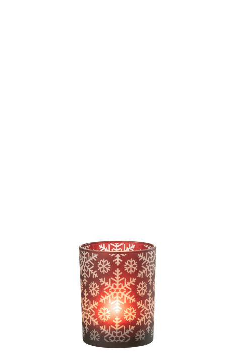 Suport lumanari, Sticla, Rosu, 10x10x12.5 [2]