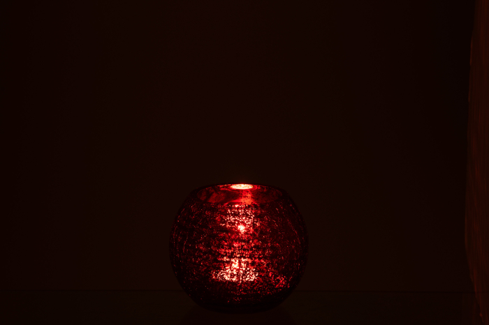 Suport lumanari, Sticla, Rosu, 12x12x10 [3]