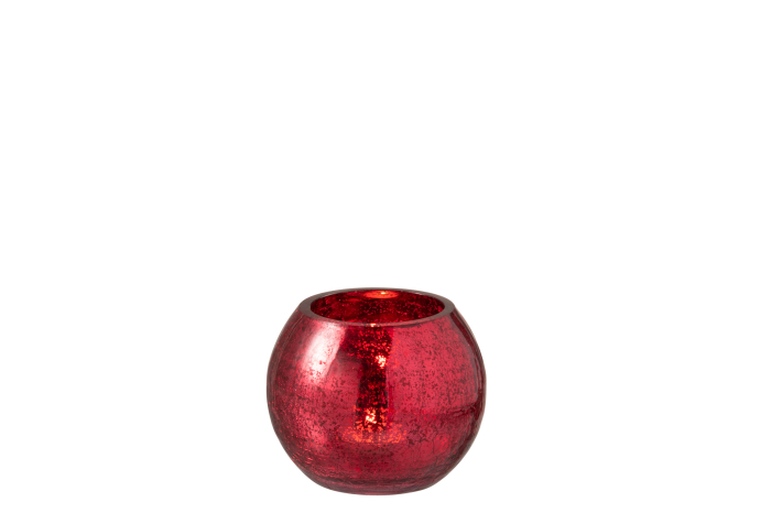 Suport lumanari, Sticla, Rosu, 12x12x10 [2]