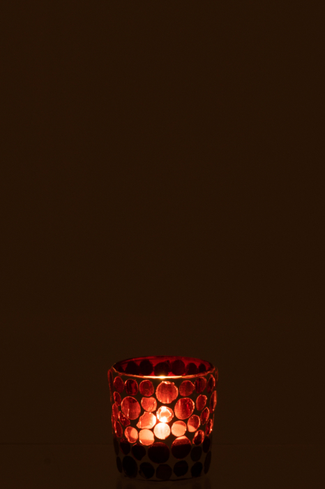 Suport lumanari, Sticla, Rosu , 6x6x6 [4]