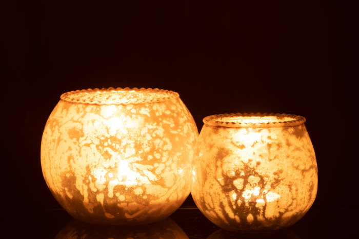 Suport lumanari, Sticla, Roz, 13x13x10 [6]