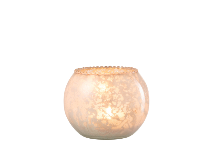 Suport lumanari, Sticla, Roz, 13x13x10 [2]