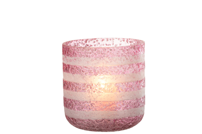 Suport lumanari, Sticla, Roz, 14x14x15 [2]