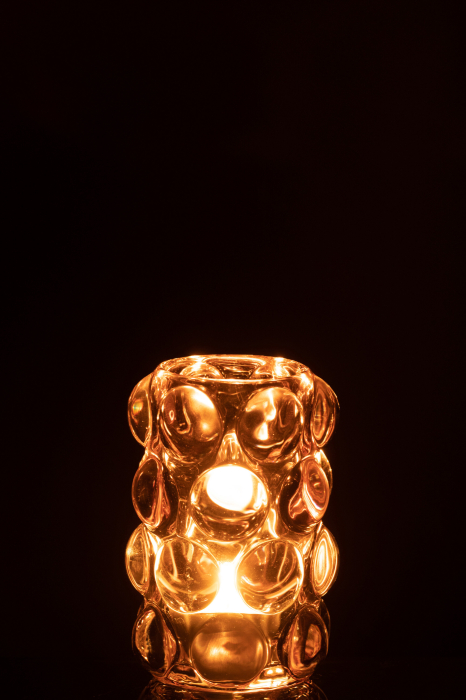 Suport lumanari, Sticla, Roz, 8.5x8.5x12.5 [3]