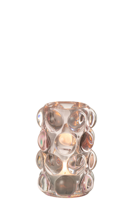 Suport lumanari, Sticla, Roz, 8.5x8.5x12.5 [2]