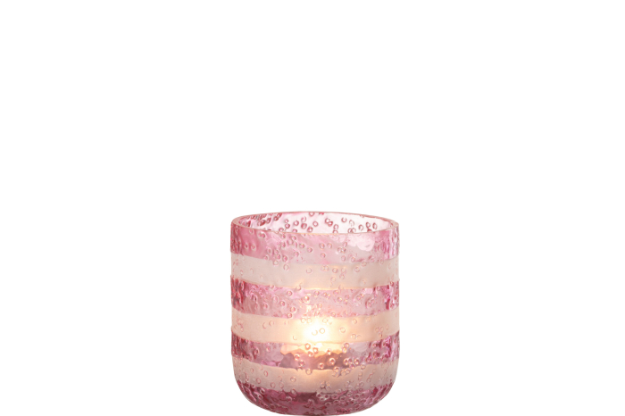 Suport lumanari, Sticla, Roz, 9x9x10 [2]