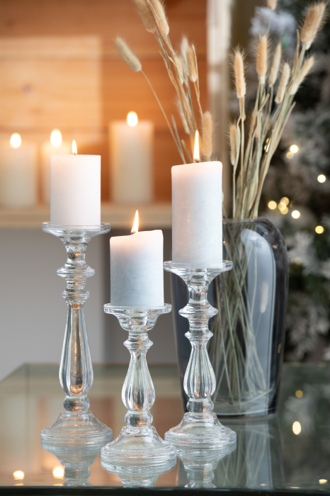 Suport lumanari, Sticla, Transparent, 10x10x20 [4]