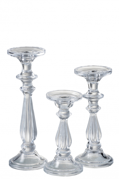 Suport lumanari, Sticla, Transparent, 10x10x30.5 cm [2]