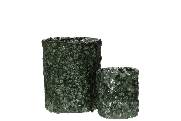 Suport lumanari, Sticla, Verde, 10x10x12.5 [4]