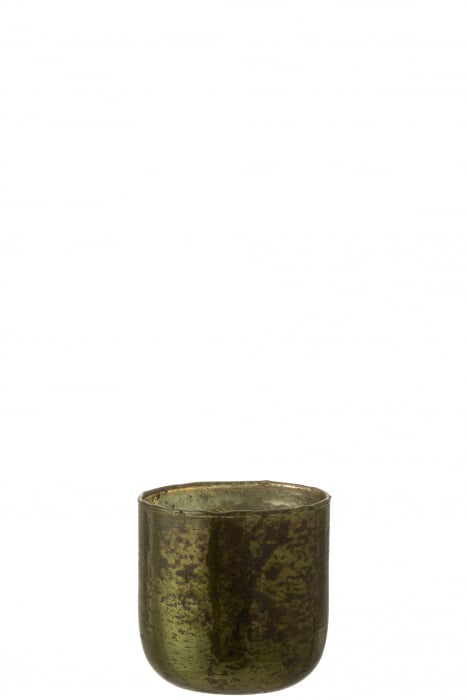 Suport lumanari, Sticla, Verde, 13x13x13 cm