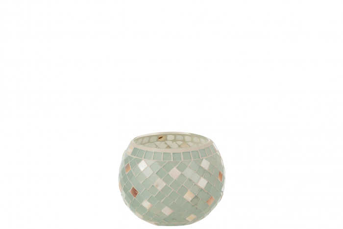 Suport lumanari, Sticla, Verde, 15.5x15.5x12 cm [3]