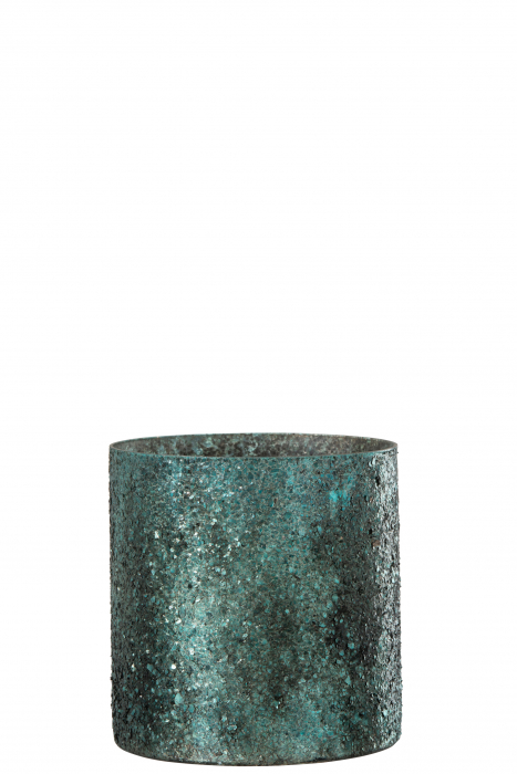 Suport lumanari, Sticla, Verde, 15x15x16 cm