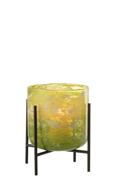 Suport lumanari, Sticla, Verde, 15x15x19 [2]