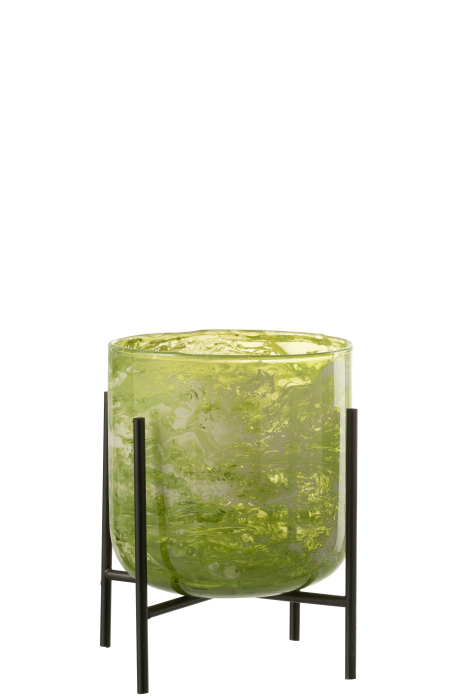 Suport lumanari, Sticla, Verde, 15x15x19 [1]