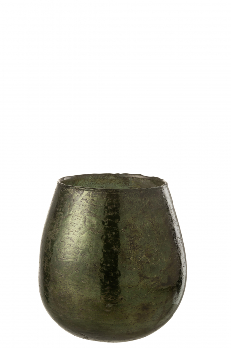 Suport lumanari, Sticla, Verde, 17x17x18 cm