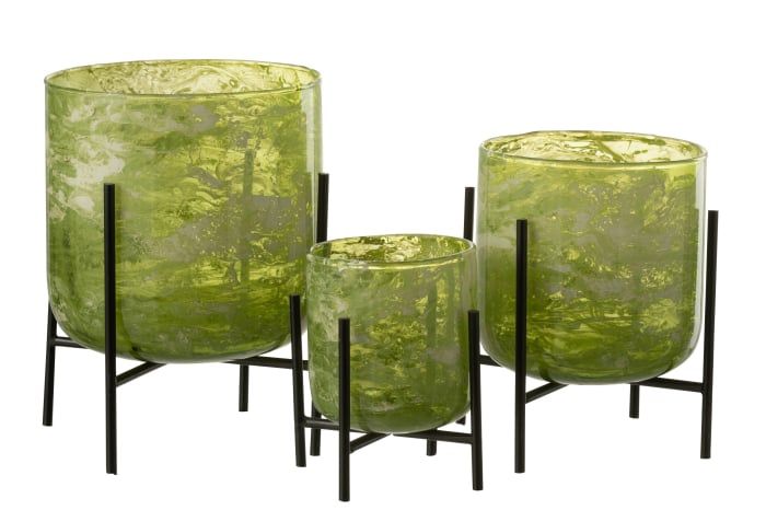 Suport lumanari, Sticla, Verde, 18x18x20 [4]