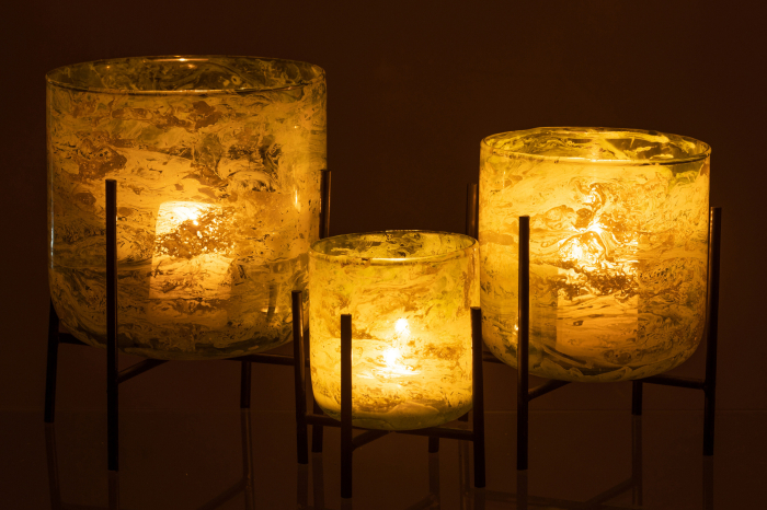 Suport lumanari, Sticla, Verde, 18x18x20 [6]