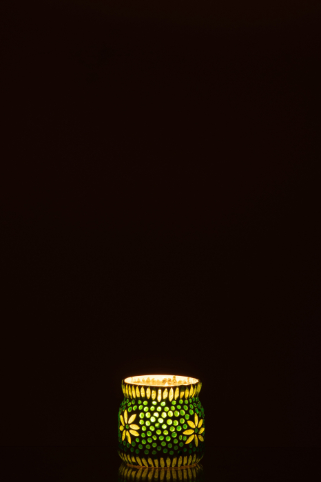 Suport lumanari, Sticla, Verde, 7.5x7.5x7 [3]