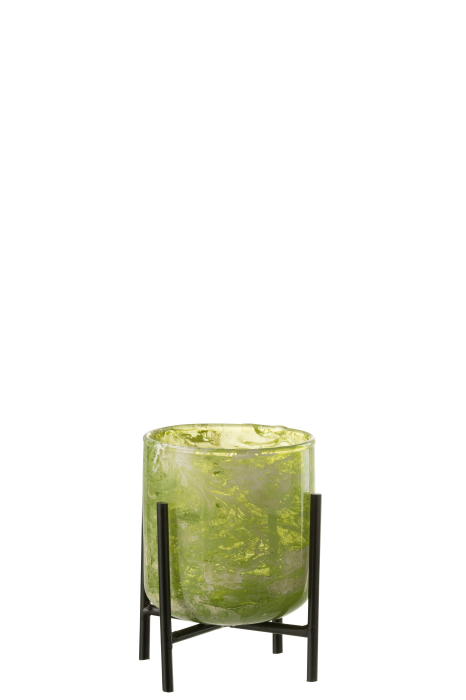 Suport lumanari, Sticla, Verde, 9.5x9.5x14.5 [1]