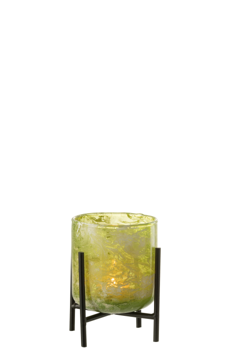 Suport lumanari, Sticla, Verde, 9.5x9.5x14.5 [2]