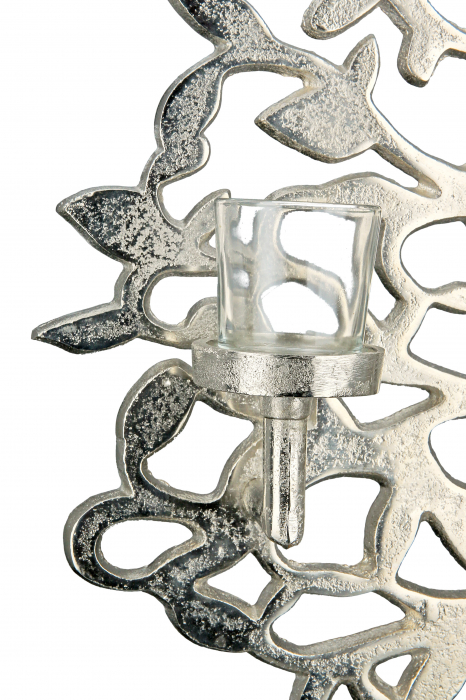 Suport lumanari Tree of Life, Aluminium, Argintiu, 46x49x11 cm [2]