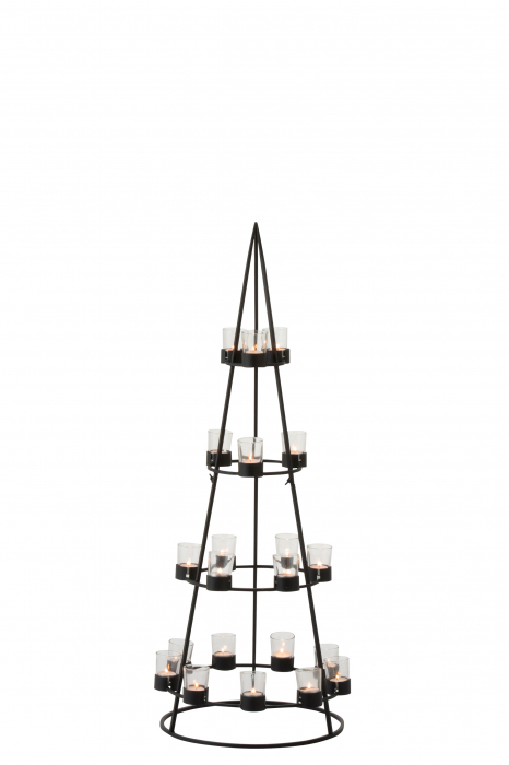 Suport lumanari Tree, Sticla/Metal/Fier, Transparent/Negru, 42x42x110.5 cm [2]