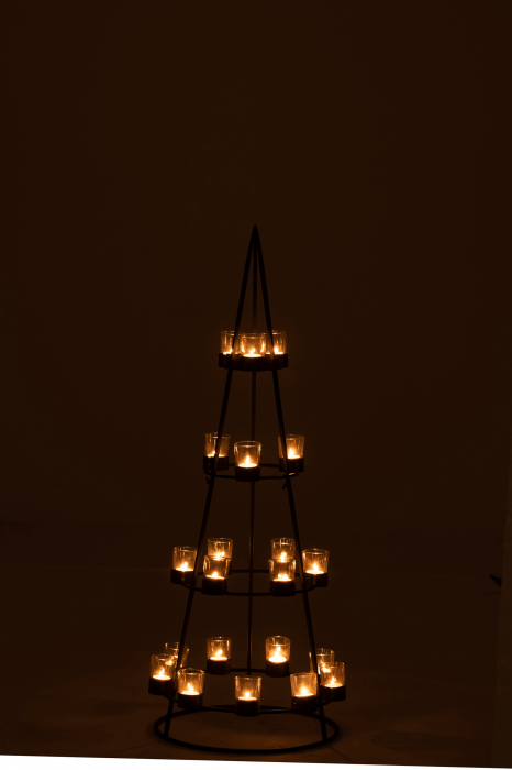 Suport lumanari Tree, Sticla/Metal/Fier, Transparent/Negru, 42x42x110.5 cm [3]