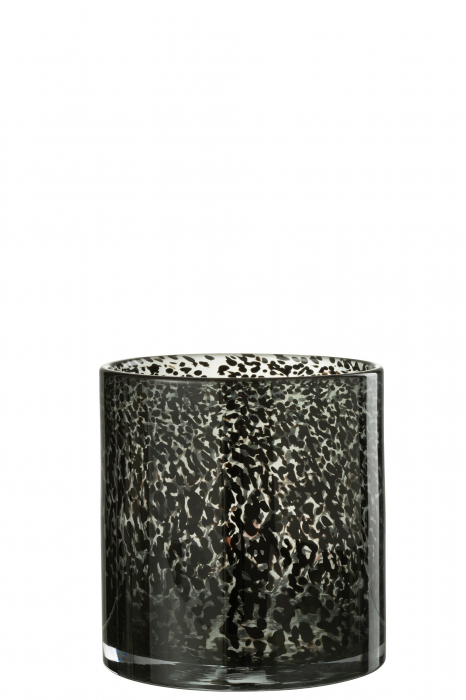 Suport lumanare Dots, Sticla, Negru, 18x18x18 cm
