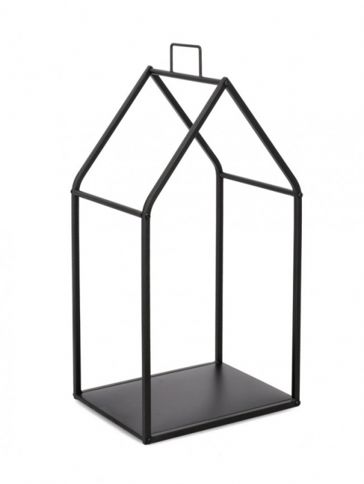 Suport pentru Lemne Alfry, Negru, Forma Casa D38X75,5H [1]