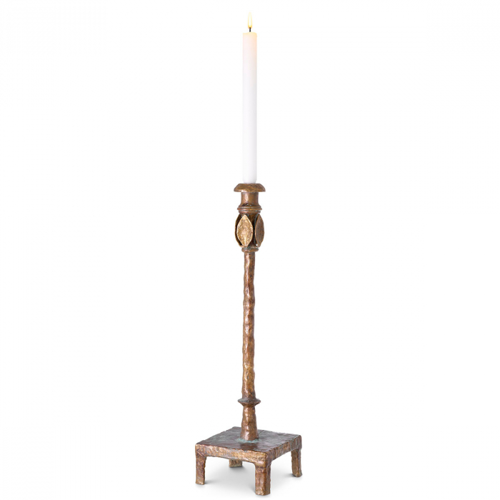 Suport pentru lumanare Santoro L, finisaj din alamă cu aspect vintage, Dims: L. 15 | W. 14.5 | H. 55  (CM) [1]