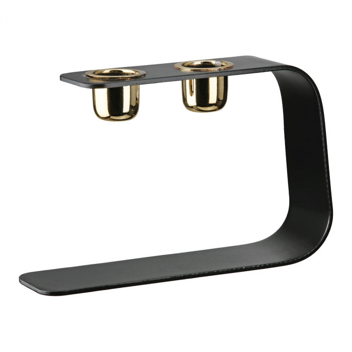 Suport pentru lumânări, Duo, Metal, negru, PU 3, L. 4 cm, L. 16 cm, H. 10 cm [2]