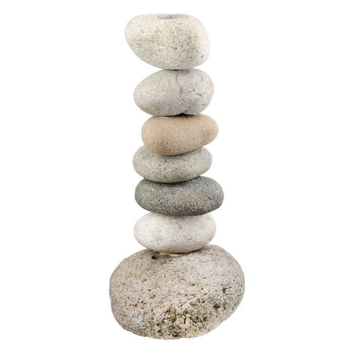 Suport pentru lumânări, Piatră, ecru, gri, PU 4, L. 9 cm, L. 11 cm, H. 22,5 cm [2]