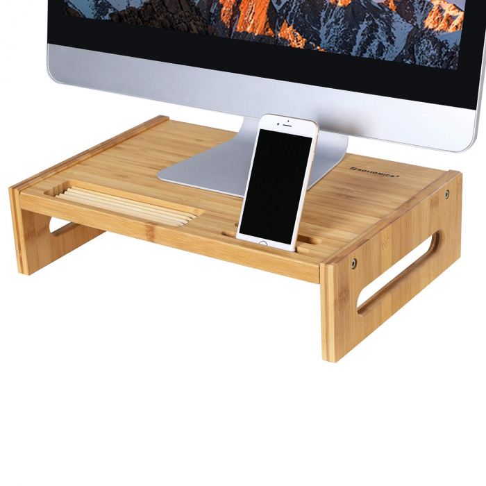 Suport pentru monitor, Bambus, 41 28 10CM, Songmics lotusland.ro imagine noua elgreco.ro