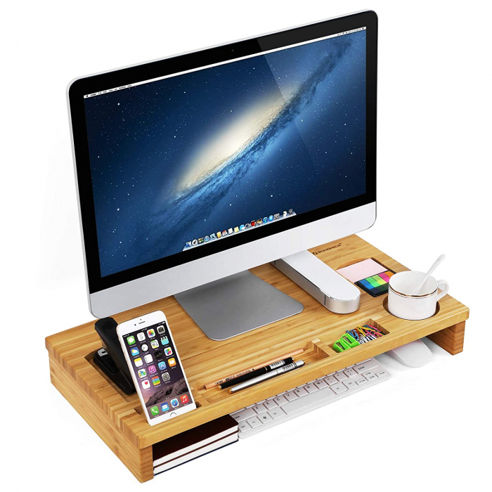 Suport pentru monitor, Bambus, 60x30x8.5, Songmics lotusland.ro imagine noua elgreco.ro