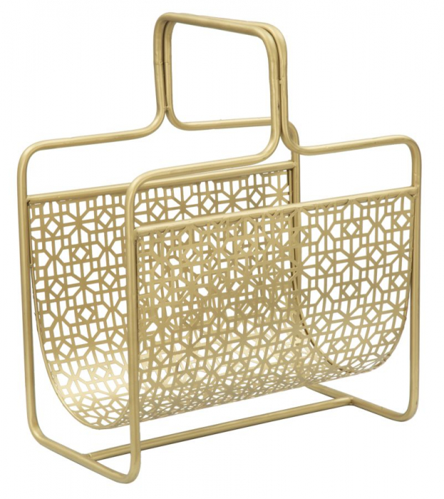 Suport pentru reviste Glam, fier, auriu,  37X22X44.5 cm [2]